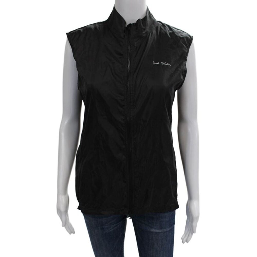Paul Smith Men Windbreaker Vest Black High Neck Zip Size L